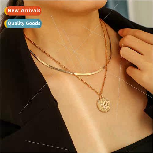 Europe ISN popular vintage coin pendant collarbone chain fas