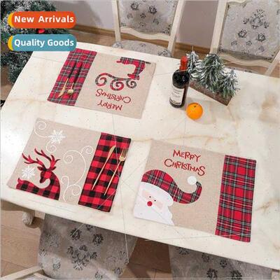 New Santa Claus placemats elk linen table mats home dining r