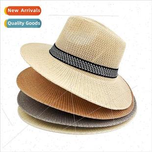 straw hat men raffia wome bowler woven jazz Summer retro