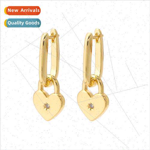 Peach heart holiday earrings Korea love earrings concentric