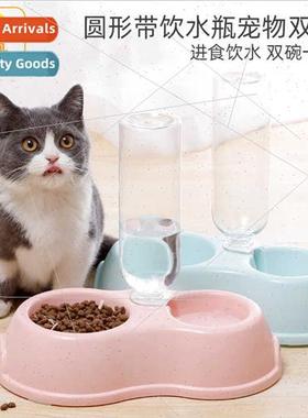 Pet Drinker Feeder Cat Water Bowl Double Bowl Plastic Automa