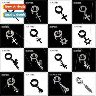 earrings whout war black wolf cross Korean holes Tassel ear