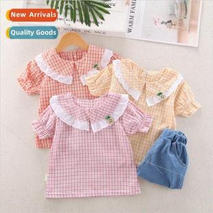 summer lapel the childrens Korean girls clothing shirt