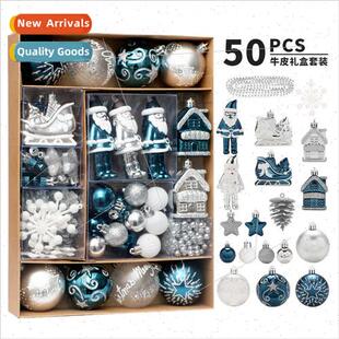Christmas decorations 50pcs blue whe silver painted Christma