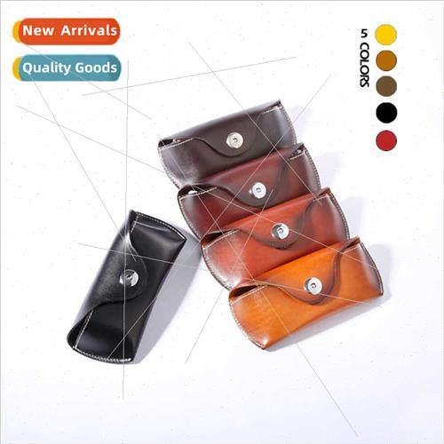 2024 new retro handmade leather eyeglasses case portable lea