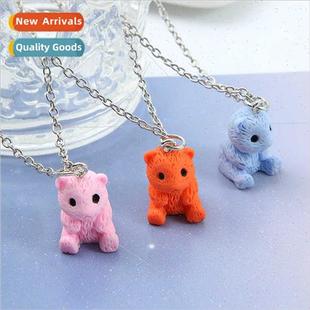 Mini Bear Pendant Resin Pen Bag Painted Student New Necklace