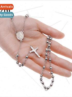 Europe Men Beaded Chain 6mm HipHop Rosary Stainless Bead Nec