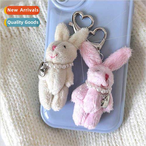 Nerdy girl cute bunny charm plush doll pearl love pendant do