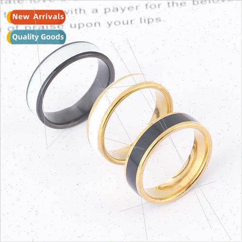 Black whe oil dripping plain ring finger ring simple tanium