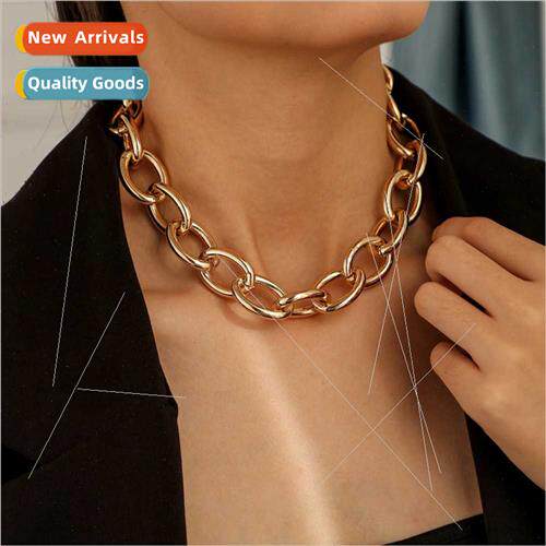 Europe new heavy metal large thick gold chain punk simple O