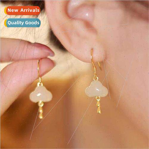 Cloud not stained natural lotus root powder earrings female