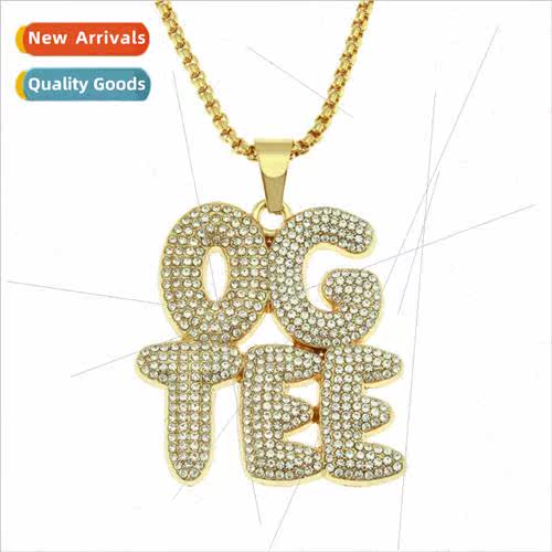 Europe hip-hop men full diamond patchwork letters pendant ne