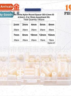 190pcs whe M4 OD 6mm ABS nylon plastic straight through isol