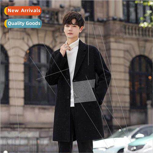 Autumn winter tweed coat jacket men medium-length tide senio