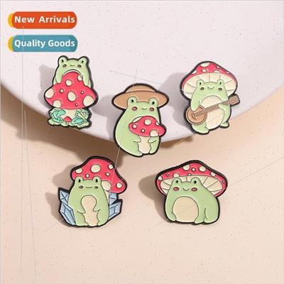 Cute and adorable frog mushroom shape design animal badge ja
