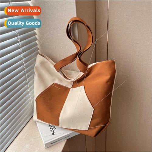 Large capacy canvas tote bag 2023 collision color splicing s