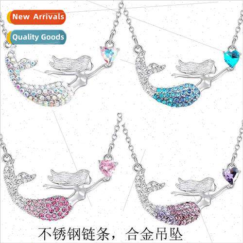 Fashion mermaid gradient diamond necklace ocean princess fis