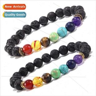 Volcanic Energy Stone Agate Brac Colorful String Beads