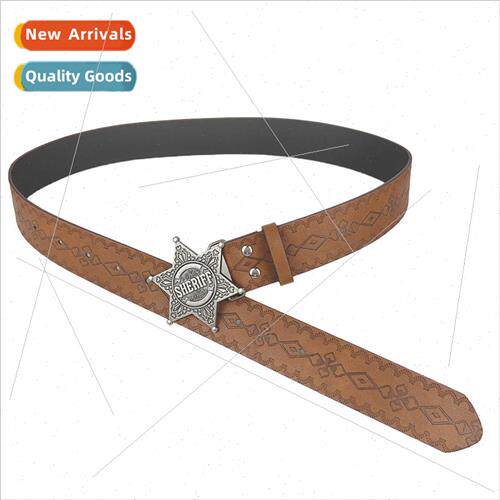 Fashion star buckle head vintage printed belt female hundred