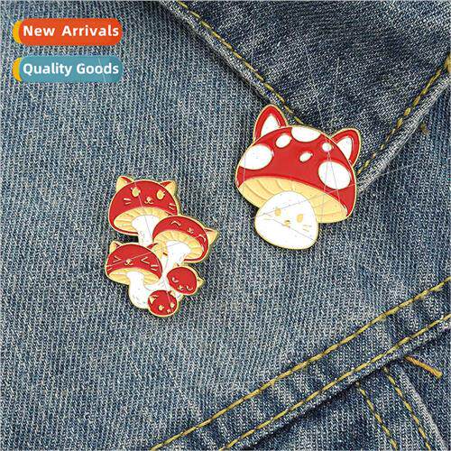 New cute mushroom figurine shape brooch creative cartoon min