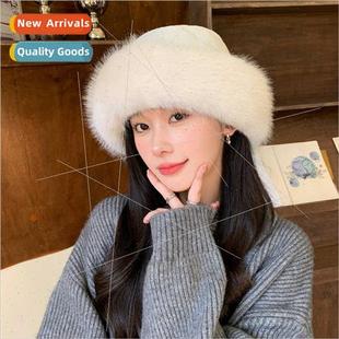 female solid thickened winter war along hat fur Autumn color
