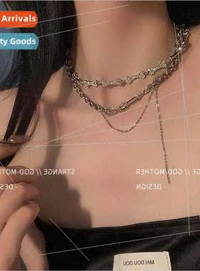 Korea Fashion mple Diamond Bone Pendant Necklace Metal Textu