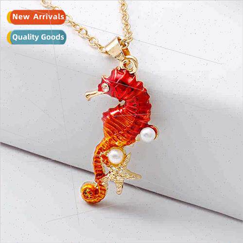 Europe fashion creative new ocean red seahorse starfish pear