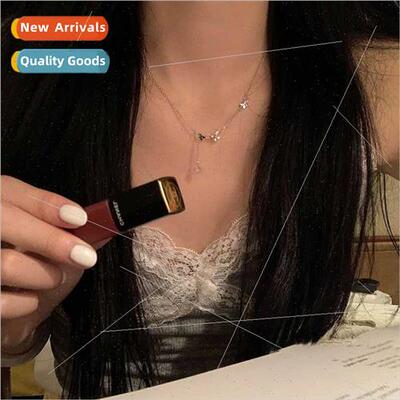 Korea Butterfly Zirconia Pendant Necklace Women Collarbone C