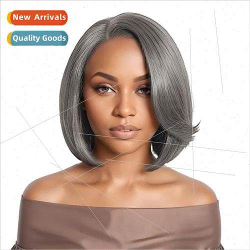 Wigs Europe Ladies Gray Parted Short High-temperature lk Che
