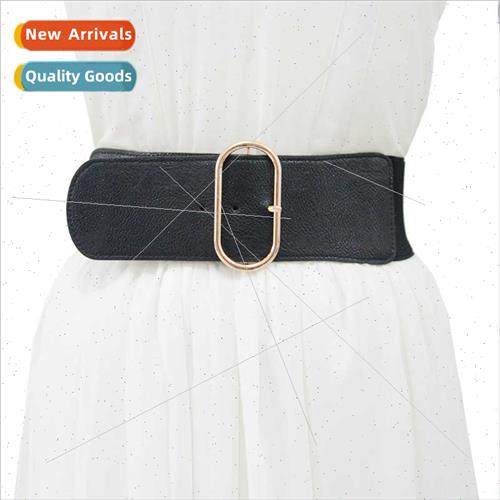 Europe Women Belt Casual Decorative Oval Buckle Elastic Cors