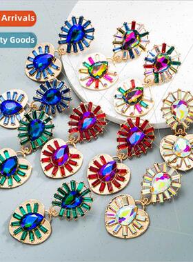 earringsEurope water drop heart shaped earrings alloy glass