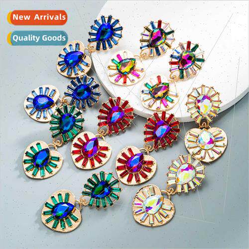 earringsEurope water drop heart shaped earrings alloy glass