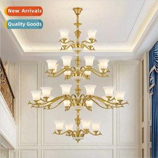 chandelier luxury duplex light copper villa Large