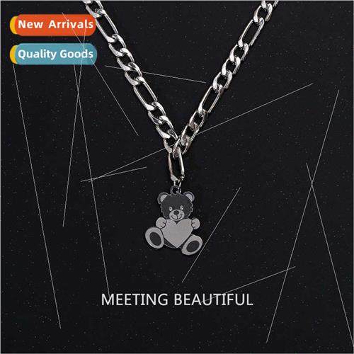 che sweet salty love bear steel color earth cool necklace wa