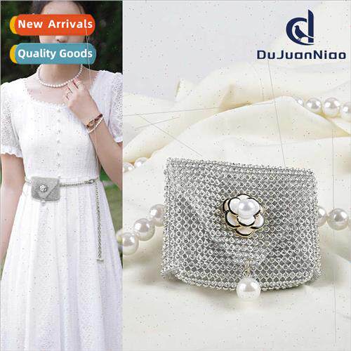Women Waist Chain Multi Flower Accessories Chain Pearls Pouc