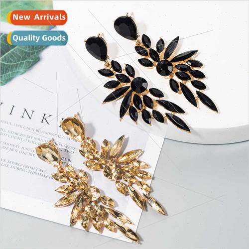 Europe fashion nd earrings diamonds shiny long wing earrings