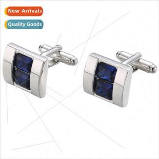 New Cufflinks Business French Blue Shirt Crystal