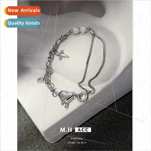 Quadrangle love pendant bracelet lava advanced wind jewelry