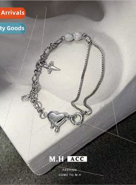 Quadrangle love pendant bracelet lava advanced wind jewelry