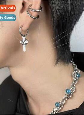 Sanctions bundle cross earrings men tide tanium steel punk h