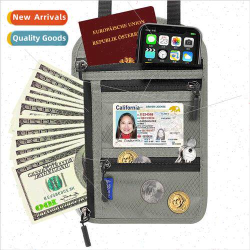 Multifunctional neck passport bag RFID crossbody shoulder or