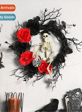 New Halloween props skull wreath horror atmosphere party dec