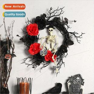 skull wreath horror New party props atmosphere dec Halloween