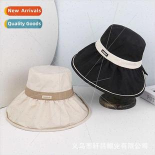 brim sunshade fisherman New female large hat summer pleated