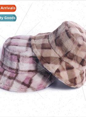 2021 autumn winter on new plaid fisherman hat Korean  rabb h