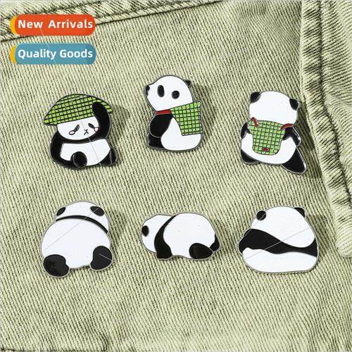 Japanese cute panda brooch enamel baking enamel versatile bl