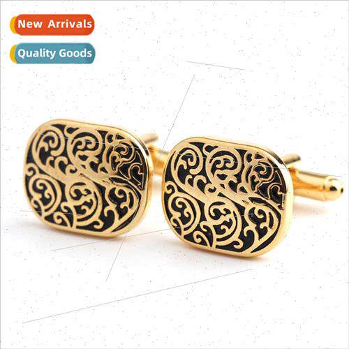 Patterned gold lacquer cufflinks cufflinks 适用men French sh