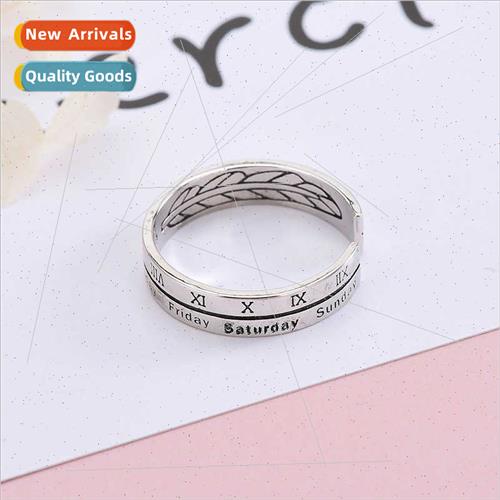 S925 silver Korea Roman numerals week ring Thai silver vinta