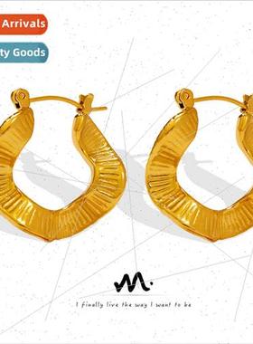 Irregular Shaped Earrings Buckles Chic Tanium Steel Wavy Ear
