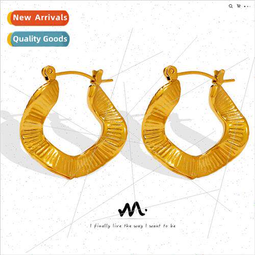 Irregular Shaped Earrings Buckles Chic Tanium Steel Wavy Ear